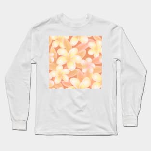 Orange Blooms in Elegant Beige: A Floral Delight Long Sleeve T-Shirt